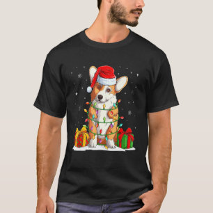 Cute Tree Corgi  Christmas Dog Costume Santa Hat T-Shirt