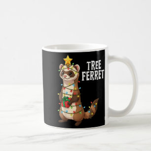 Cute Tree Ferret Christmas Lights Holiday Design Coffee Mug