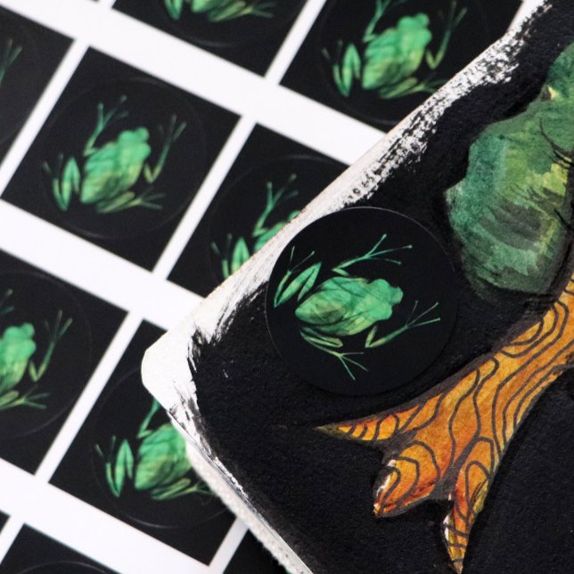 Cute Tree Frog Artistic Frogs I love frogs         Classic Round Sticker (Creator Uploaded)