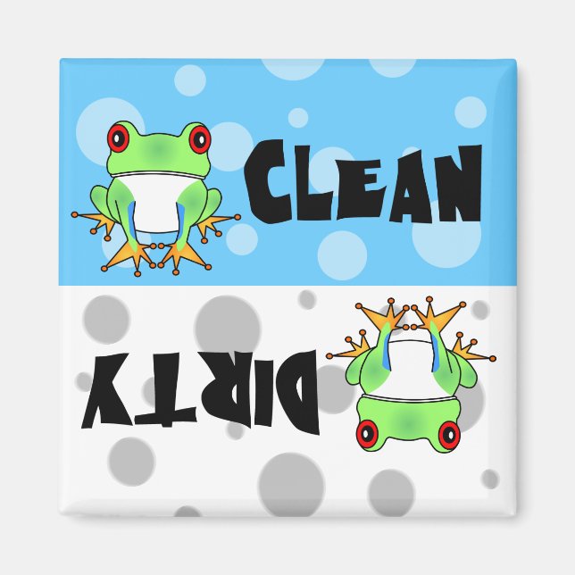 Cute Tree Frog Clean / Dirty Dishwasher Magnet (Front)