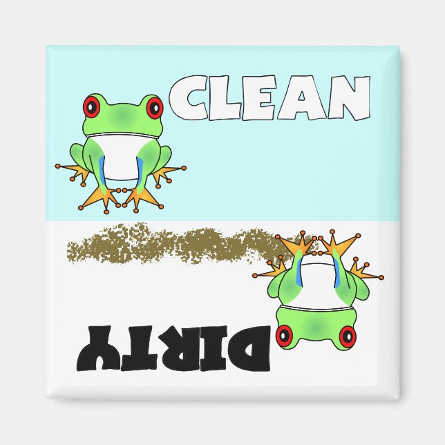 Cute Tree Frog Clean / Dirty Dishwasher Magnet (Front)