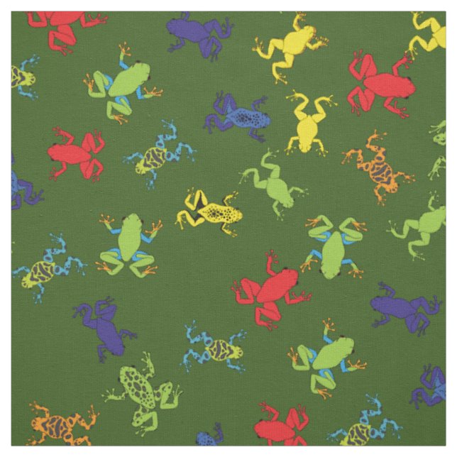 Cute Tree Frog Colourful Cartoon Kids Fabric (Swatch)