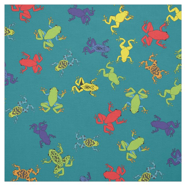 Cute Tree Frog Colourful Cartoon Kids Fabric (Swatch)
