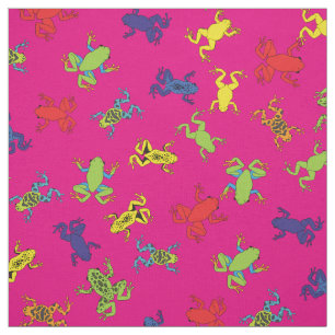 Cute Tree Frog Colourful Cartoon Kids Pink Girls Fabric