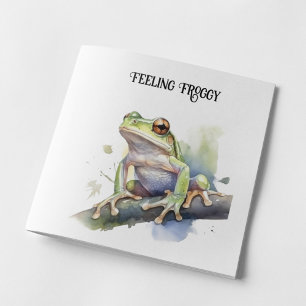 cute tree frog sitting on a branch customisable holiday card