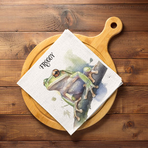 cute tree frog sitting on a branch customisable napkin