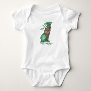 Cute Tree Hugger Bear With Leggings Green Bodysuit