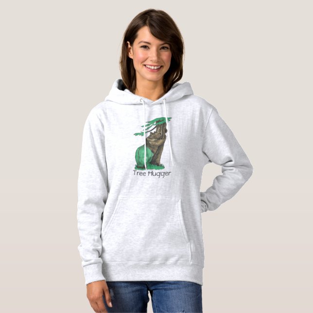 Cute Tree Hugging Bear With Leggings Tree Hugger Hoodie (Front Full)