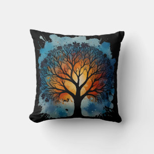 Cute Tree of Life Watercolour Cushion