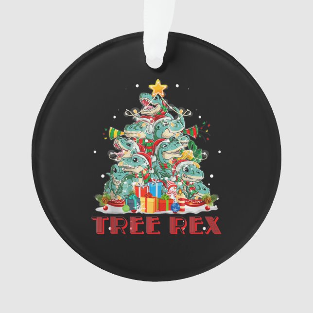 Cute Tree Rex T Rex Dinosaur Christmas Tree Lights Ornament (Front)