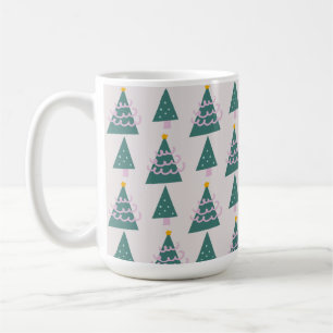 Cute Trees Doodles Pink Green  Coffee Mug
