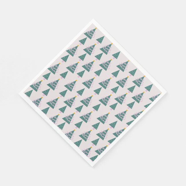 Cute Trees Doodles Pink Green     Napkin (Corner)