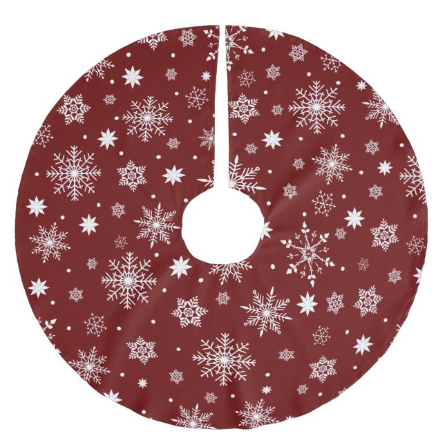 Cute Trending Snowflakes pattern Brushed Polyester Tree Skirt (Front)