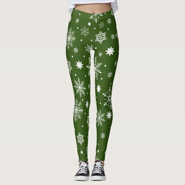Cute Trending Snowflakes pattern Leggings (Front)