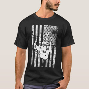 Cute Trendy American Flag Head Pins Bowling T-Shirt