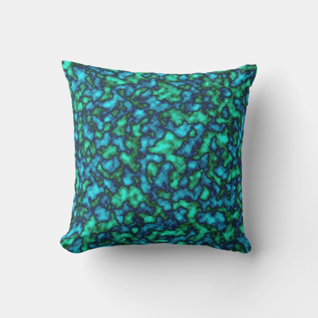 CUTE Trendy Blue and Green Abstract Pattern Cushion (Front)