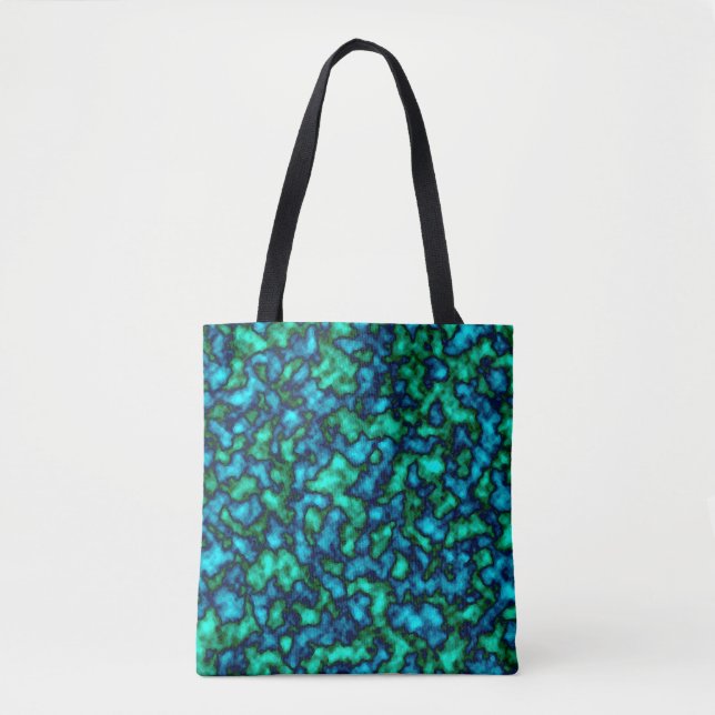 CUTE Trendy Blue and Green Abstract Pattern Tote Bag (Front)