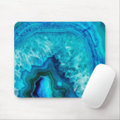Cute Trendy Bright Blue Turquoise Crystal Geode Mouse Pad (With Mouse)