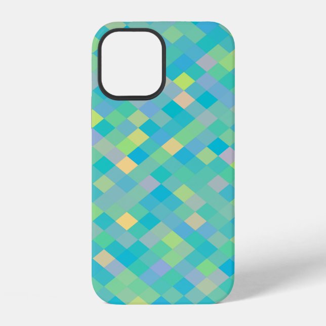 CUTE Trendy Bright Multi-Colour Square Pattern iPhone Case (Back)