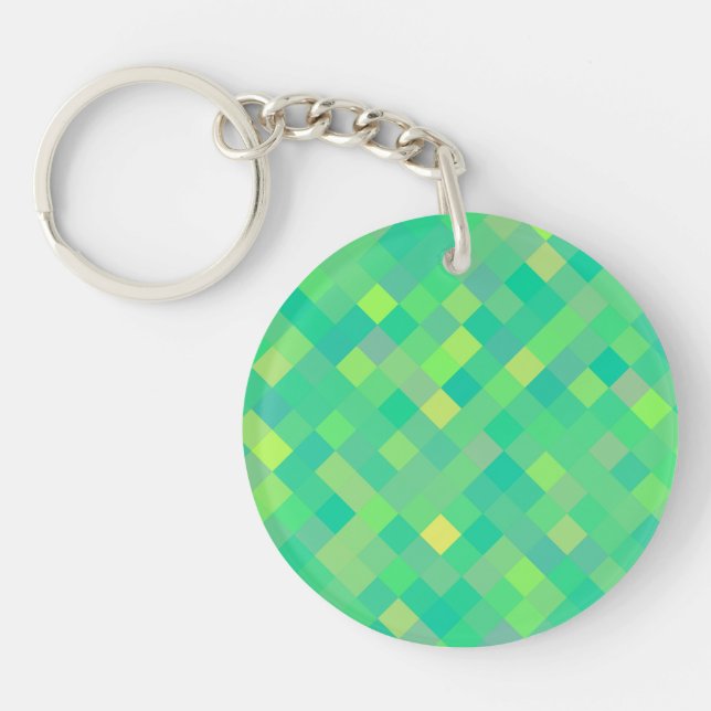 CUTE Trendy Bright Multi-Colour Square Pattern Key Ring (Front)