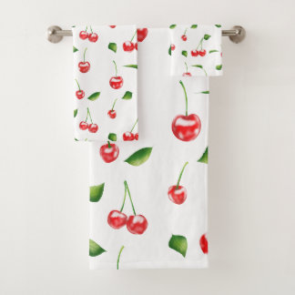 Cute Trendy Delicious Cherry | Bath Towel Set