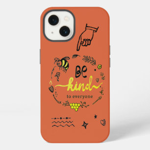 Cute Trendy Doodles Black Gold Bee Orange iPhone 13 Case