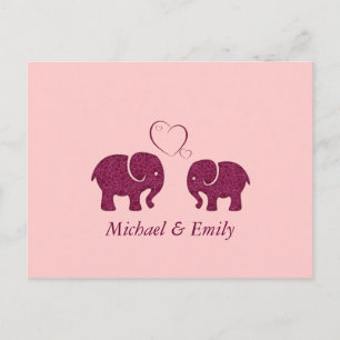 Cute trendy elephant in love personalised postcard