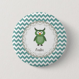 Cute Trendy fancy girly  owl personalised 6 Cm Round Badge