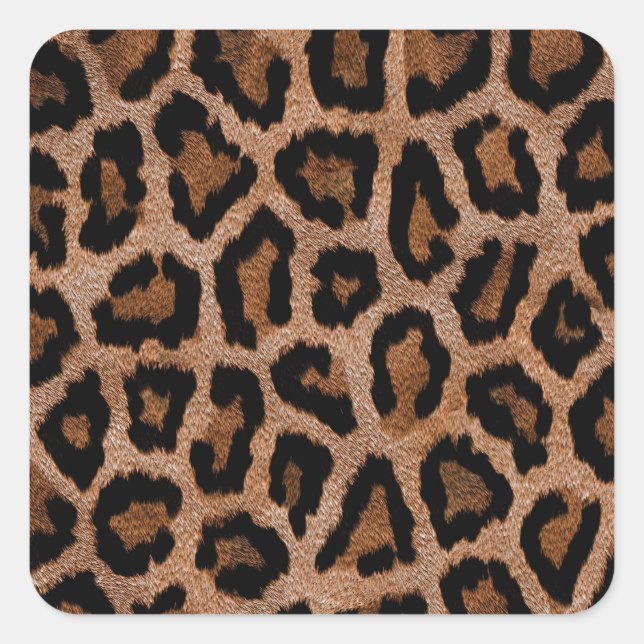 Cute Trendy Faux Fur Animal Leopard Print Pattern Square Sticker (Front)