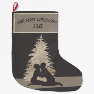 Cute Trendy First Christmas Together Large Christmas Stocking