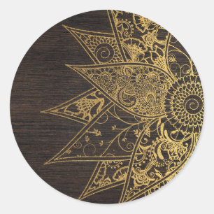 Cute trendy flower henna hand drawn design classic round sticker