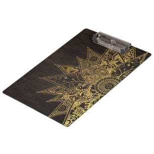 Cute trendy flower henna hand drawn design clipboard