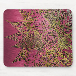 Cute trendy flower henna hand drawn design mouse pad