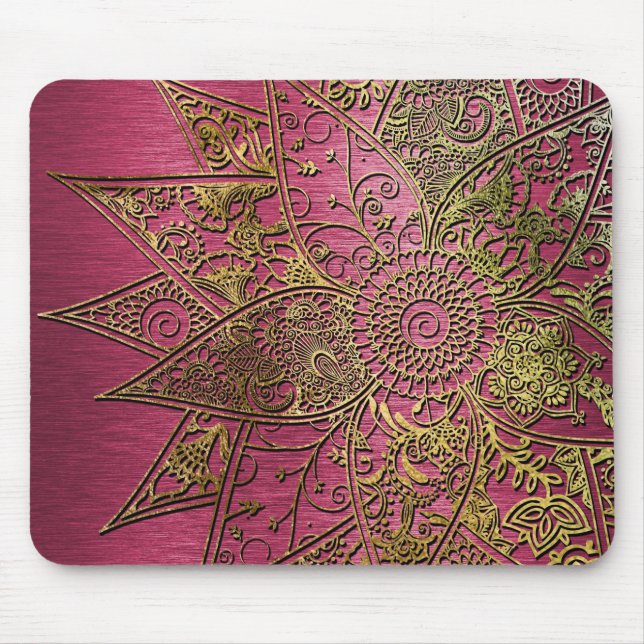 Cute trendy flower henna hand drawn design mouse pad (Front)