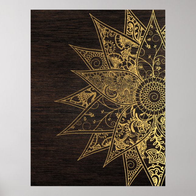 Cute trendy flower henna hand drawn design poster (Front)