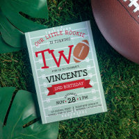Cute Trendy Football Field & Ribbon 2nd Birthday