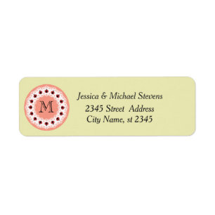 Cute trendy girly chic ladybugs monogram return address label