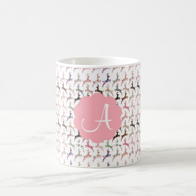 Cute trendy girly deer pattern coffee mug (Center)