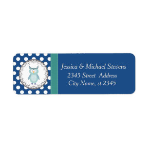 Cute Trendy girly funny cartoon owl polka dots Return Address Label
