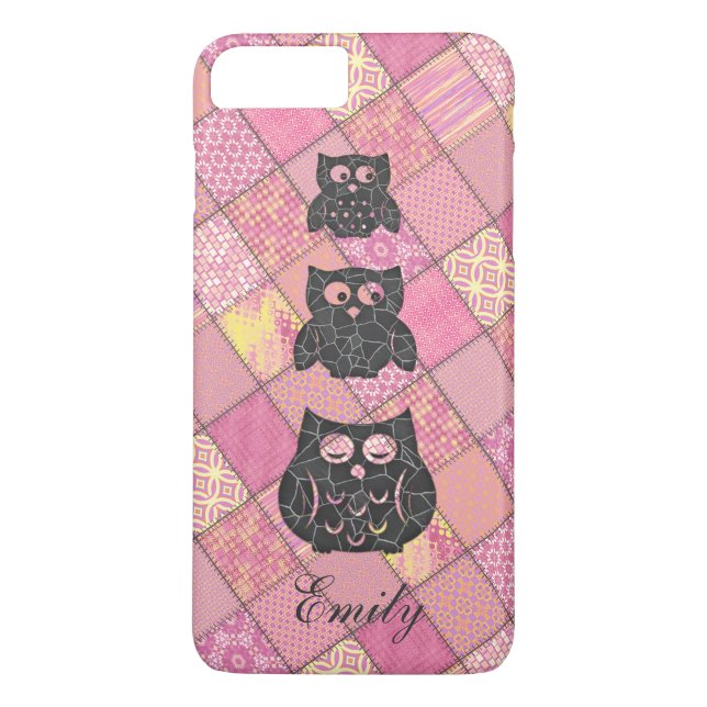 Cute trendy girly owl pattern personalised Case-Mate iPhone case (Back)