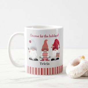 Cute Trendy Gnome for the Holidays Pink Red Grey Coffee Mug