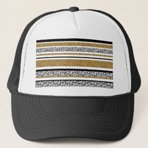 Cute trendy  gold faux glitter leopard stripes trucker hat