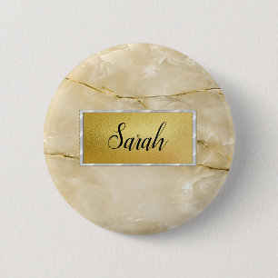 Cute Trendy Gold Marble  6 Cm Round Badge