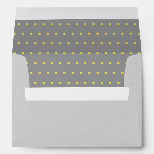 Cute Trendy Grey Yellow Polka Dot Pattern Modern Envelope (Back (Bottom))