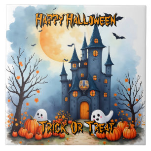 Cute Trendy Halloween Spooky Collection Ceramic Tile