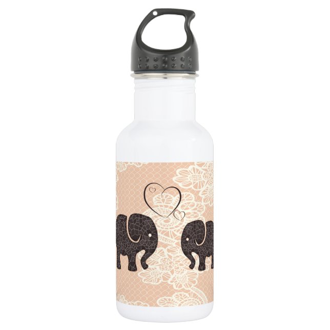 Cute trendy lace Elephants in love 532 Ml Water Bottle (Front)