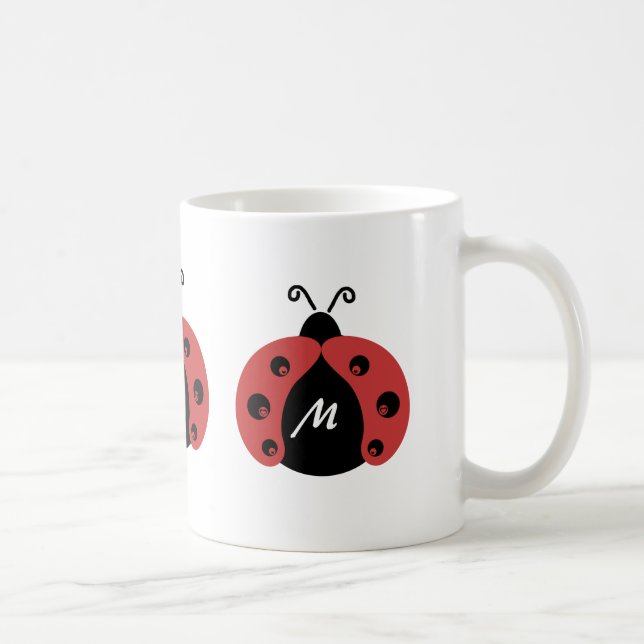 Cute trendy ladybug monogram coffee mug (Right)