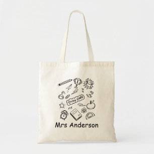 Cute Trendy Minimal Personalised Teacher Tote Bag