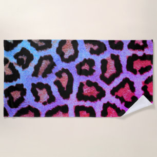 Cute trendy Mint Tease me teal Leopard print Beac Beach Towel