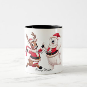 Cute Trendy Modern Funny Merry Christmas Two-Tone Coffee Mug